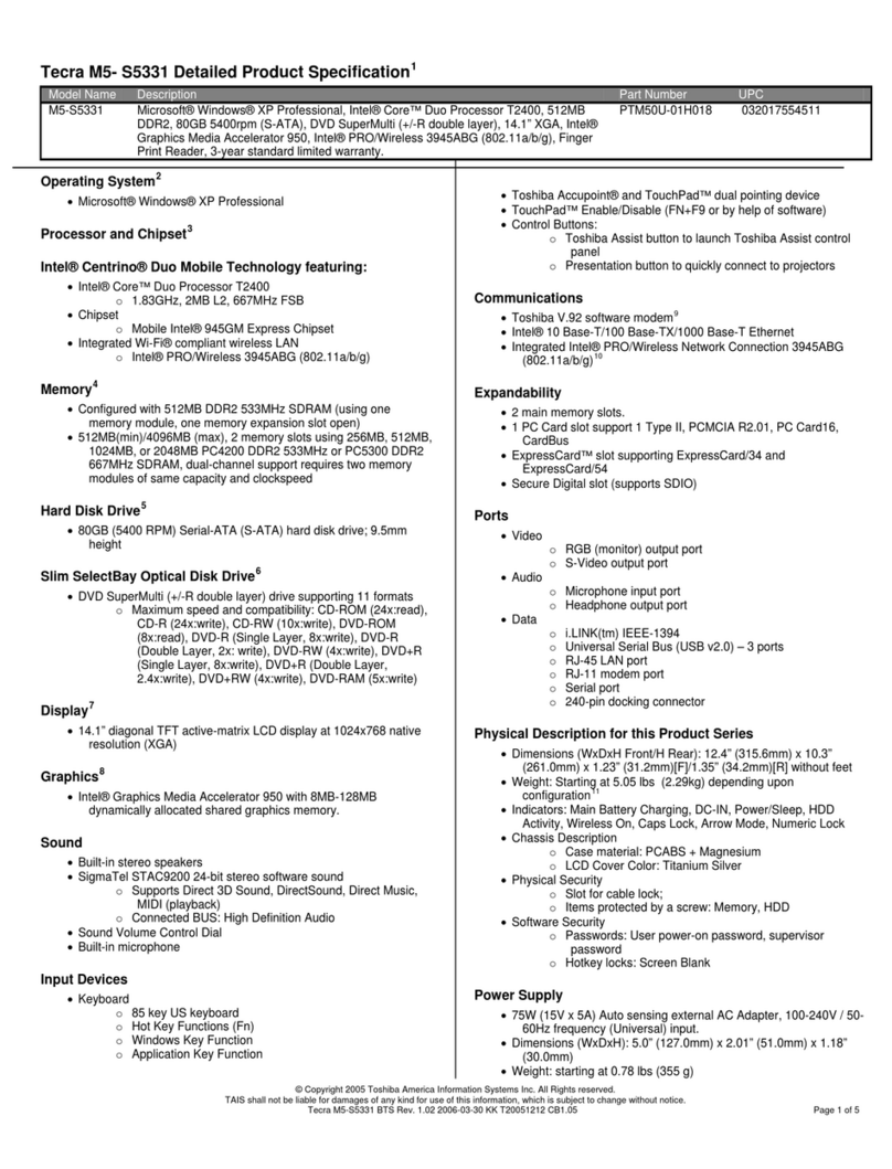 Toshiba Tecra M5-S5331 User manual