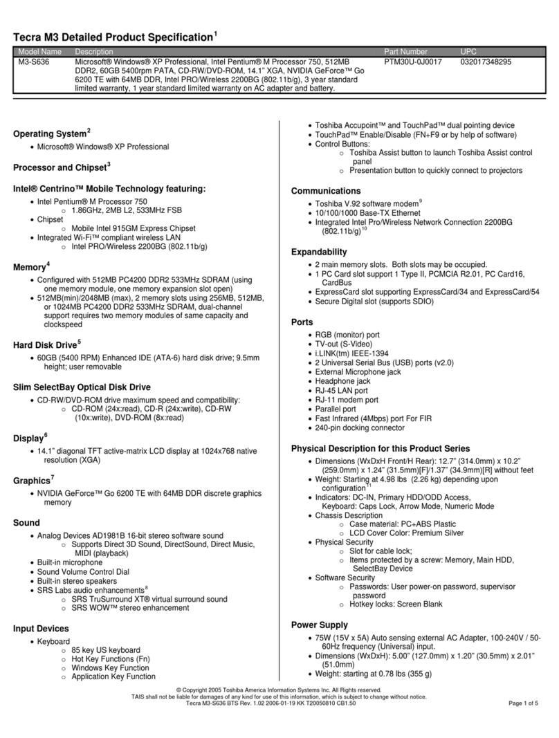 Toshiba M3-S636 User manual