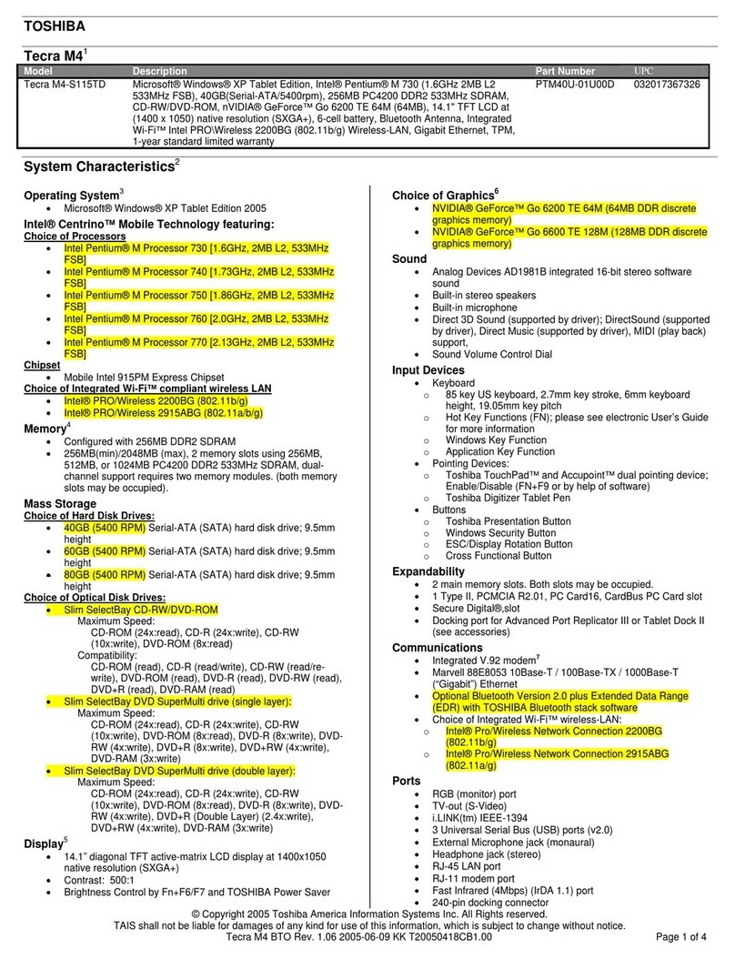 Toshiba M4-S115TD User manual