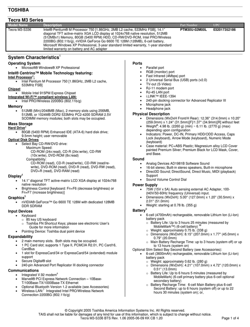 Toshiba M3-S336 User manual