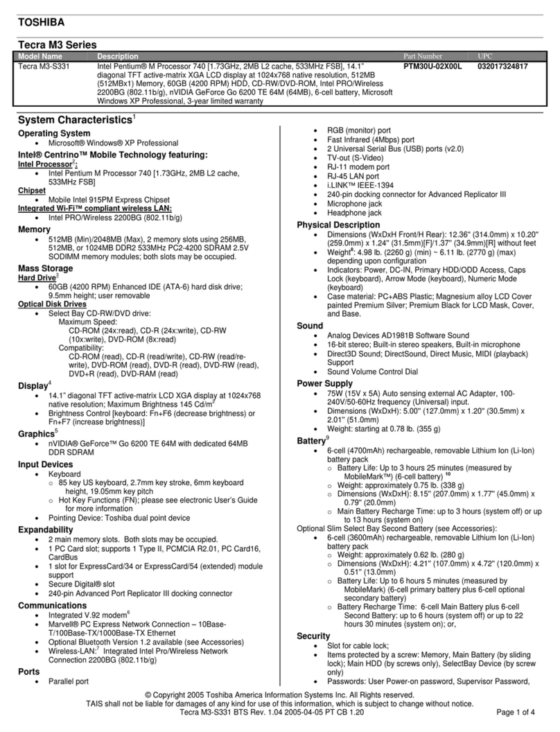 Toshiba M3-S331 User manual