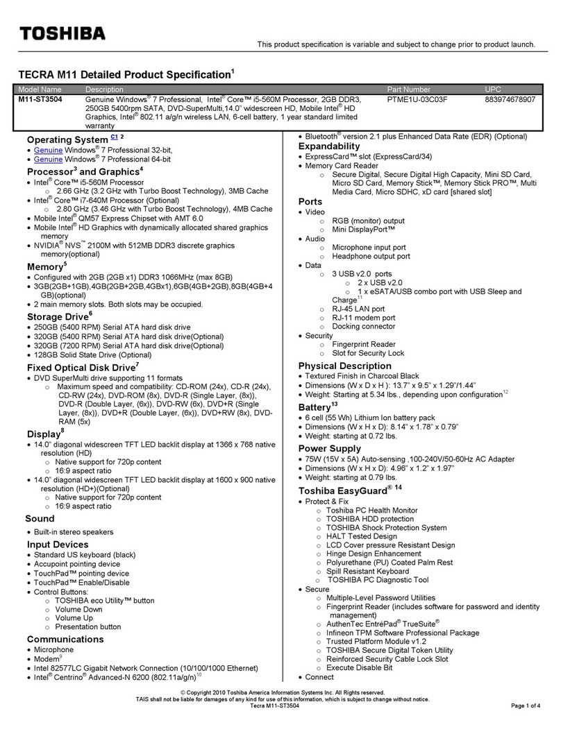 Toshiba M11-ST3504 User manual