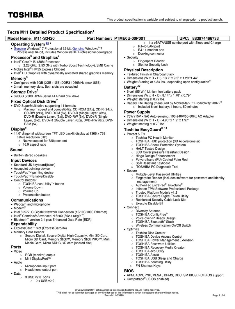 Toshiba M11-S3420 User manual