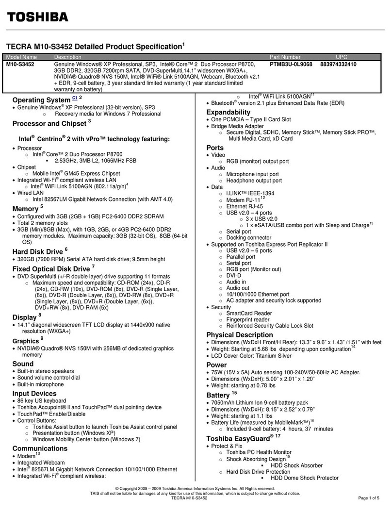 Toshiba M10-S3452 User manual Toshiba M10-S3452 User manual