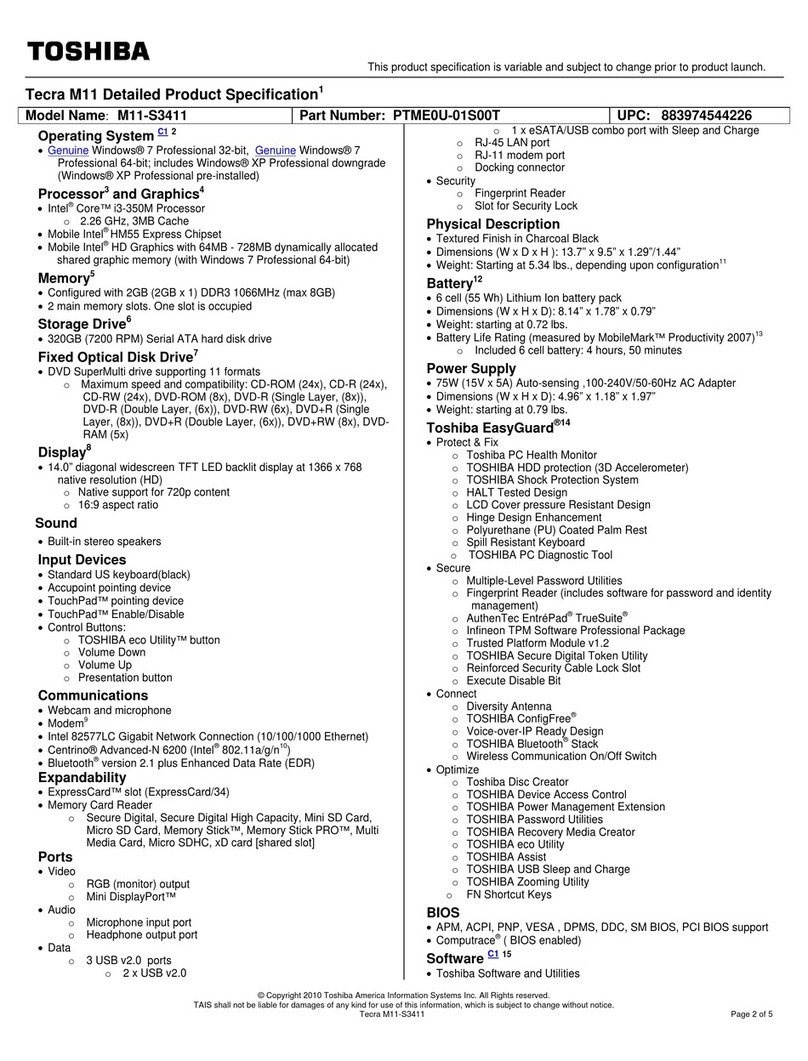 Toshiba M11-S3411 User manual