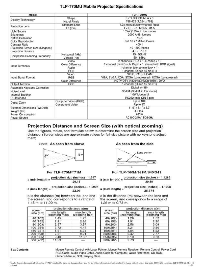 Toshiba TLP-T70MU User manual