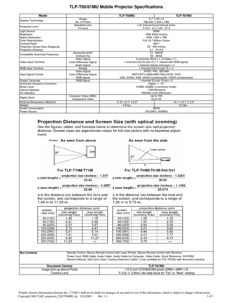 Toshiba TLP-T60MU User manual