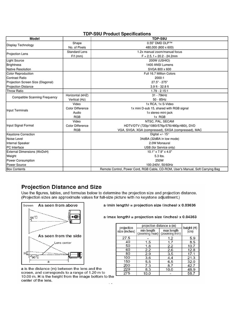 Toshiba TDP-S9 Installation instructions