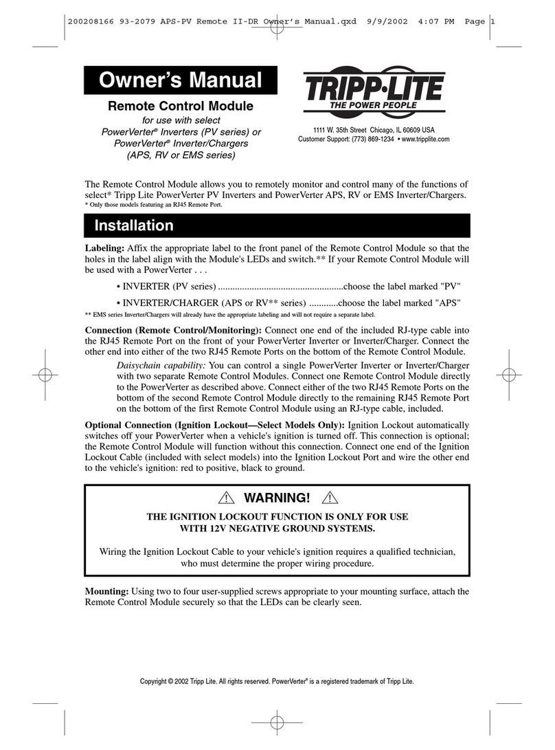 Tripp Lite APS 1024 INT User manual Tripp Lite APS 1024 INT User manual