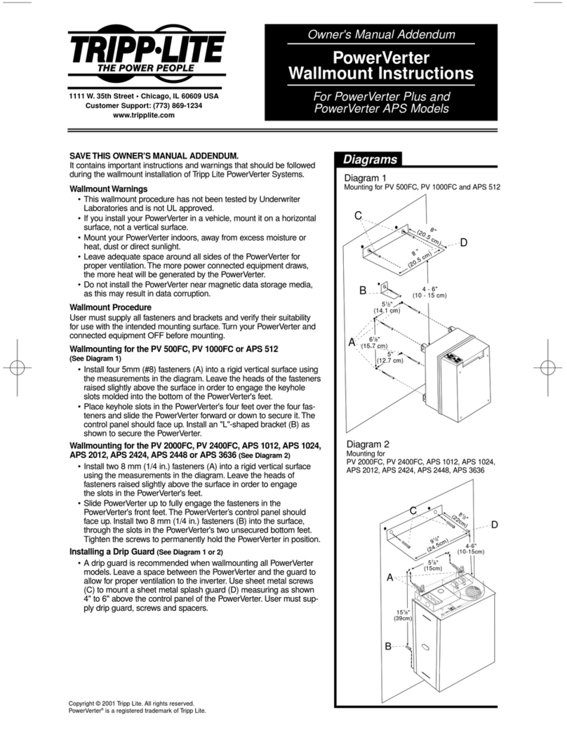 Tripp Lite APS 1024 INT Owner's manual addendum