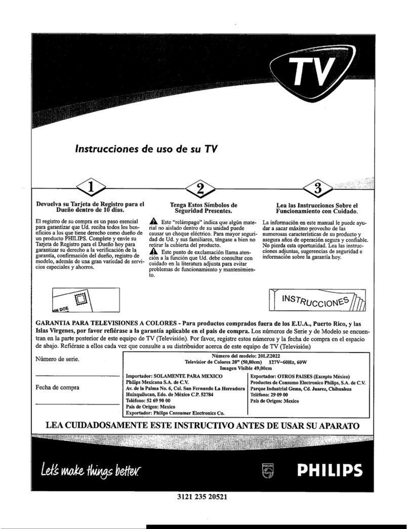 Philips 19-FAUX FLAT COLOR TV 19PS35S User manual