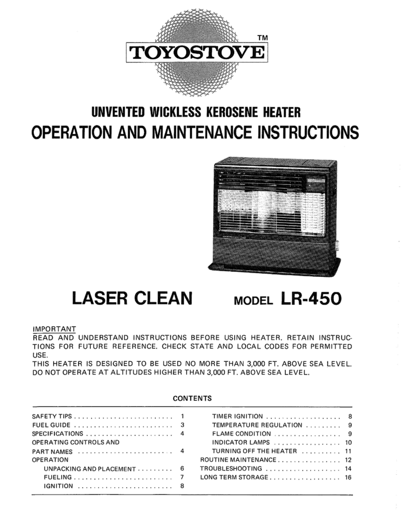 Toyostove LR-450 Troubleshooting guide