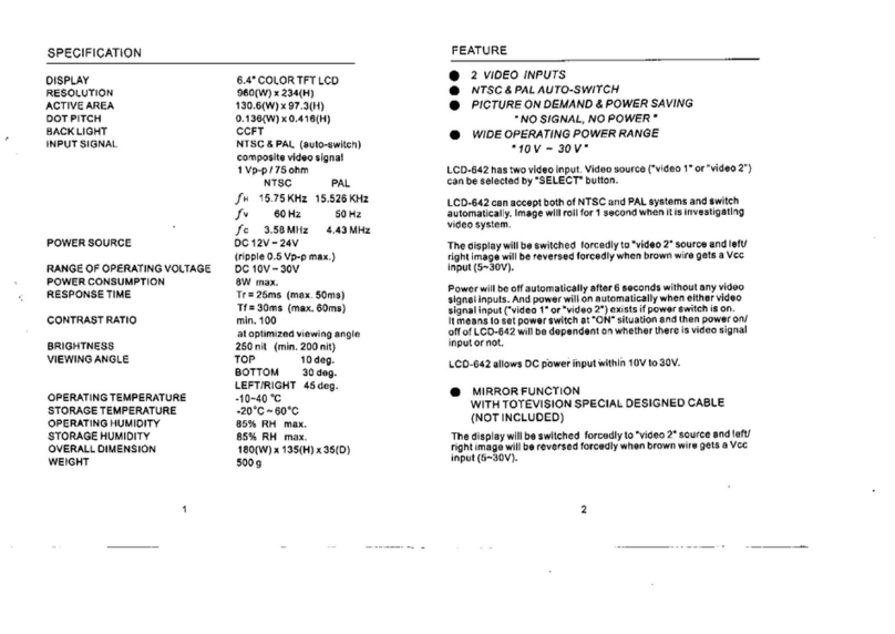 Totevision LCD-642 User manual