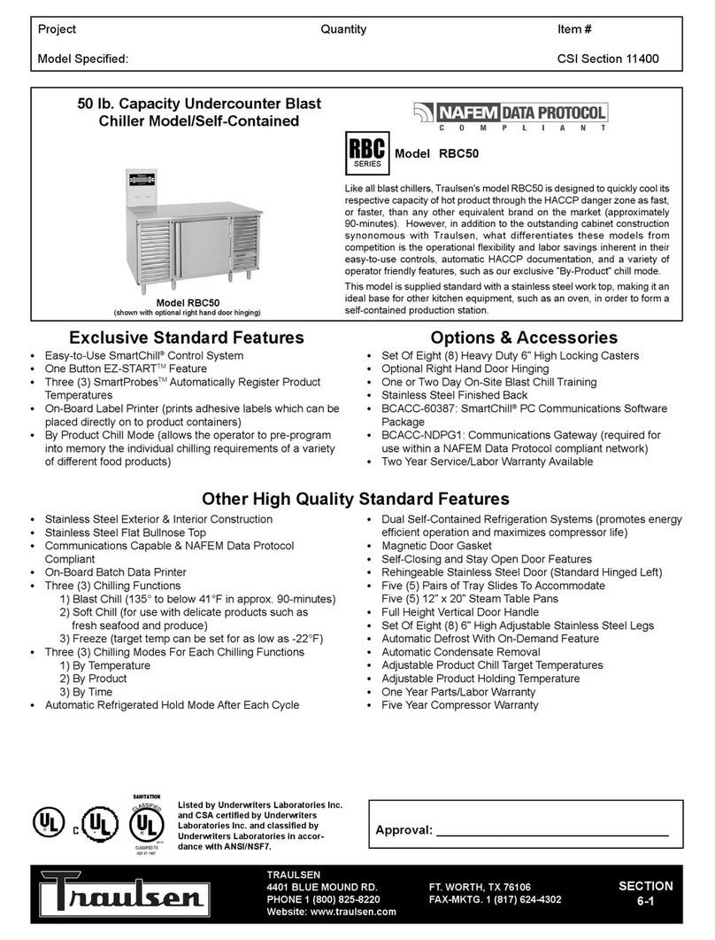 Traulsen KROGER RBC50 Specifications Traulsen KROGER RBC50 Specifications