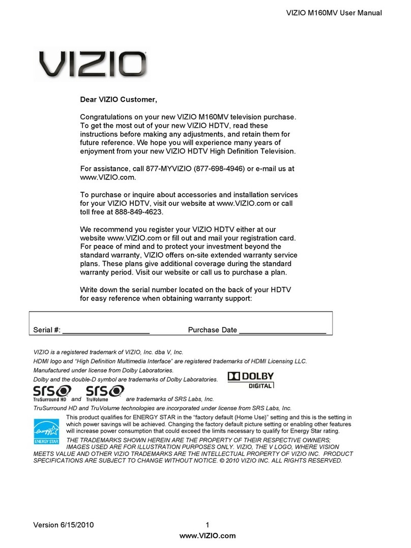 Vizio M160MV User manual