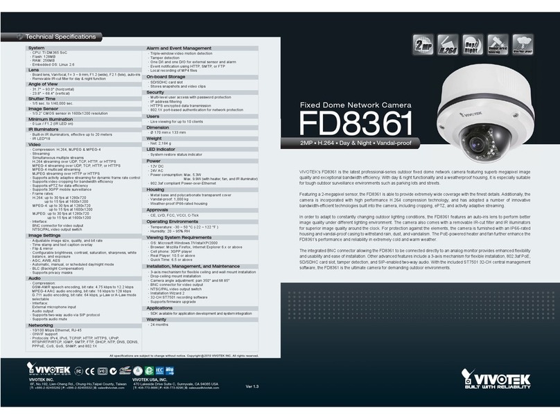 Vivotek FD8361 Technical specifications