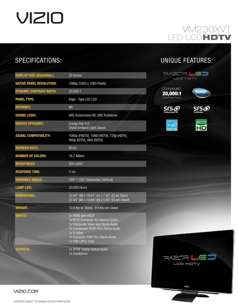 Vizio VM230XVT - XVT-Series 1080p LED LCD HDTV User manual