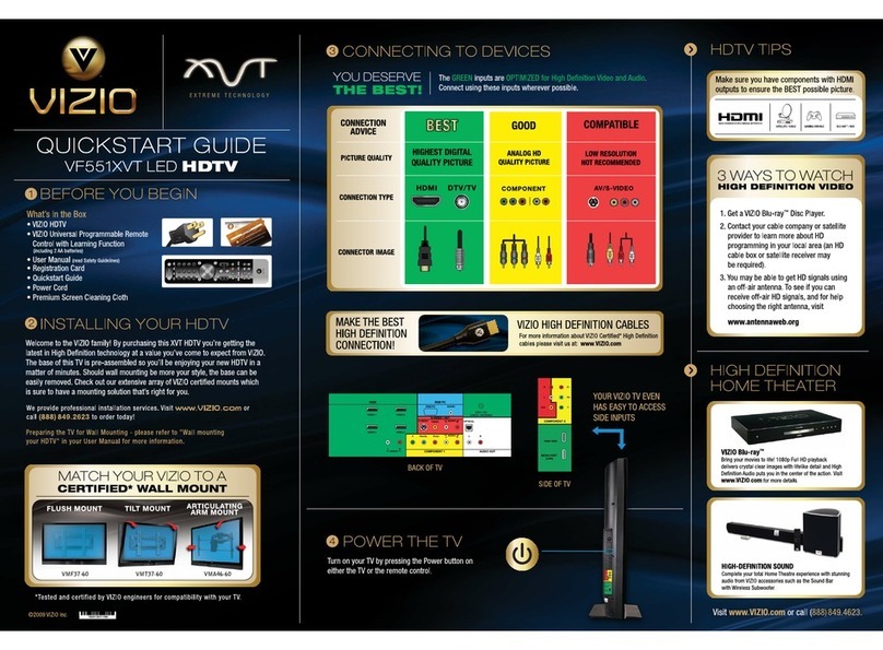 Vizio VF551XVT - 55" LCD TV quick start guide