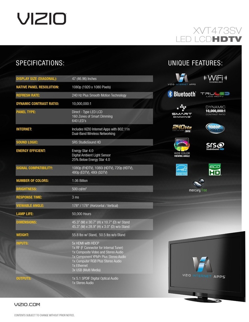 Vizio XVT473SV Specifications