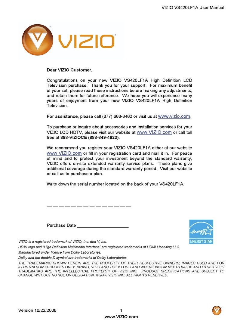 Vizio VS420LF User manual Vizio VS420LF User manual