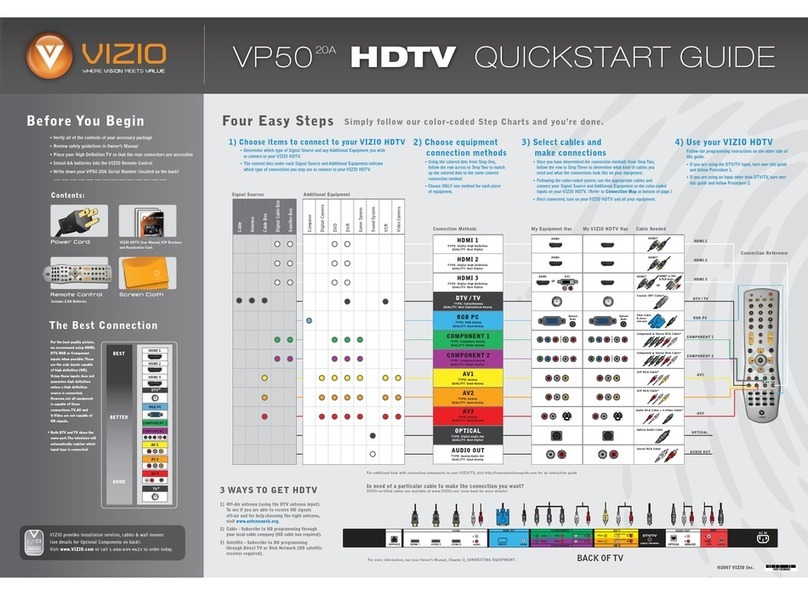 Vizio VP50 - HDTV - 50" Plasma TV User manual