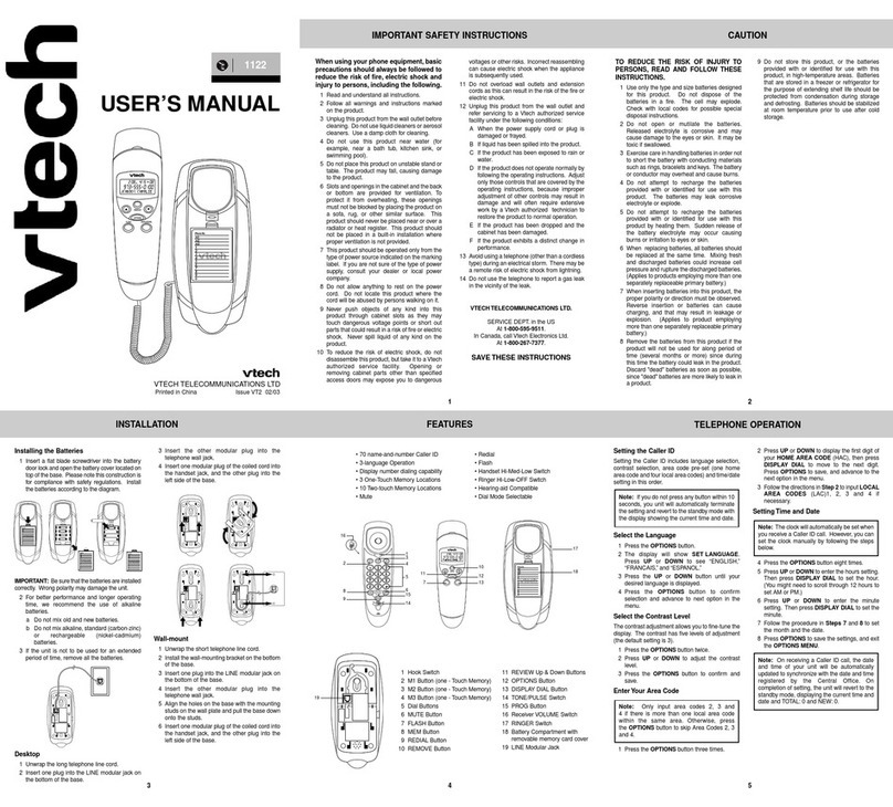 V-tech vt1122 User manual
