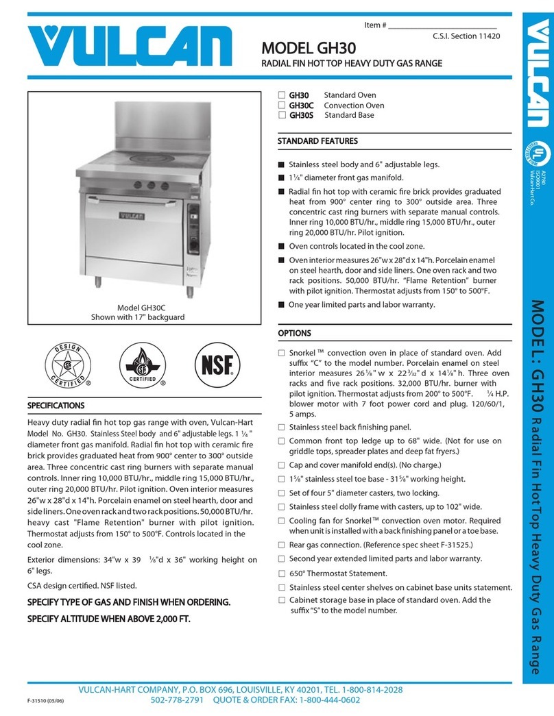 Vulcan-Hart GH30 User manual