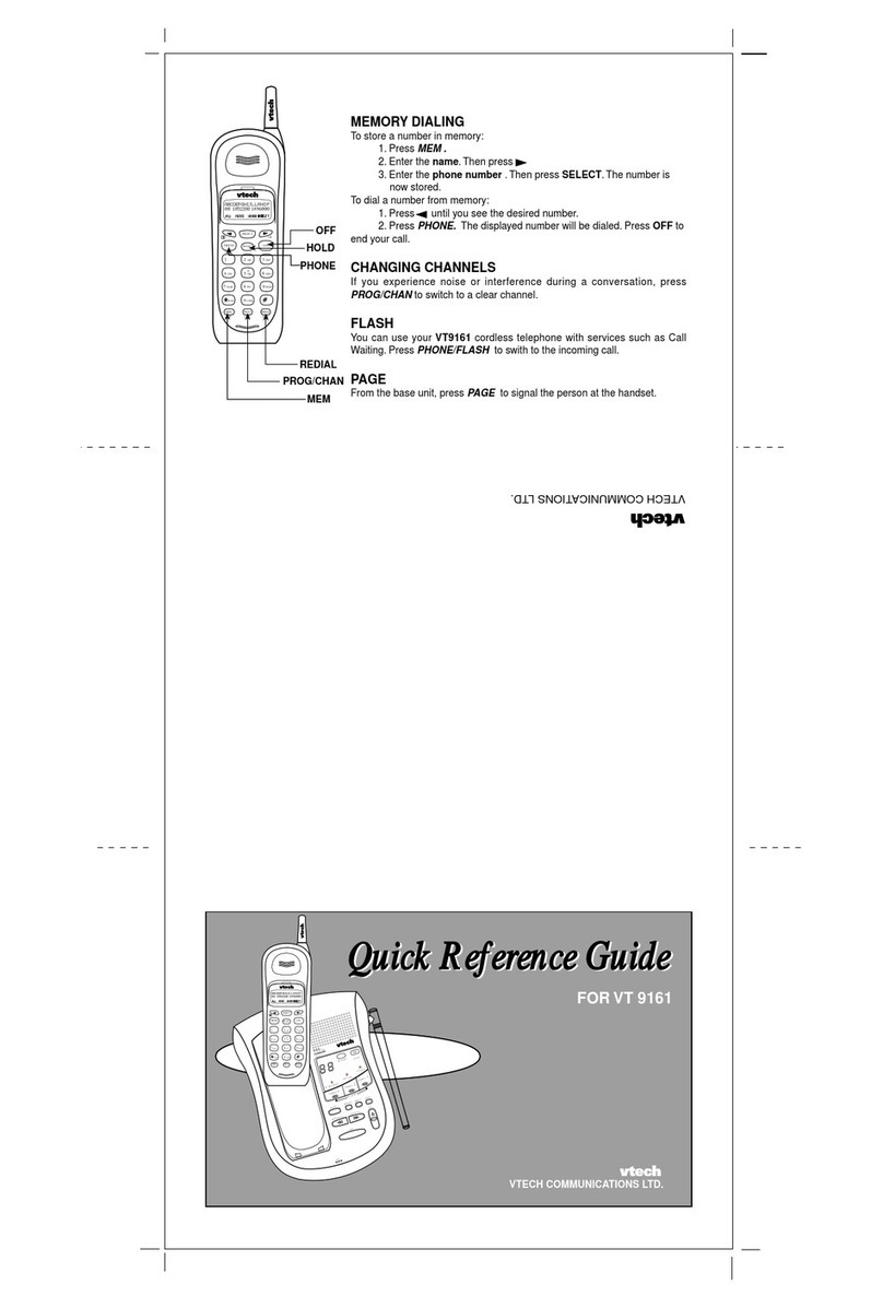 V-tech VT 9161 Quick reference guide