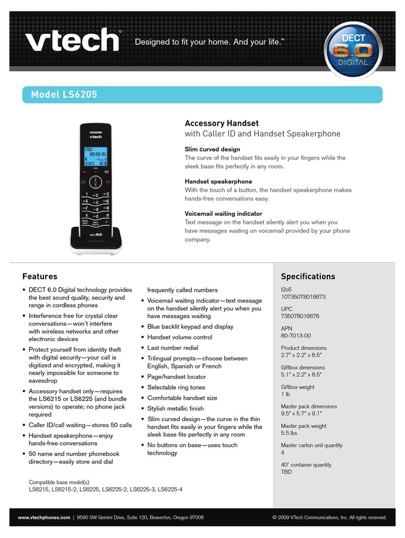 V-tech LS6205 - Cordless Extension Handset User manual