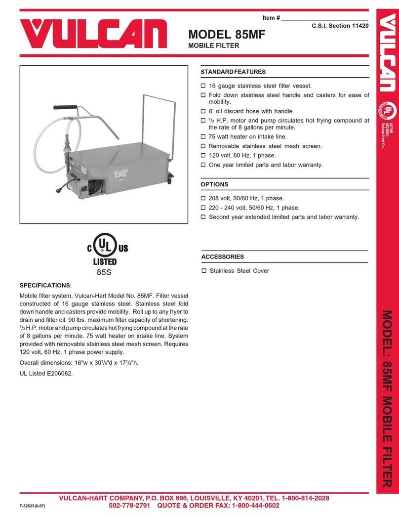 Vulcan-Hart 85MF User manual