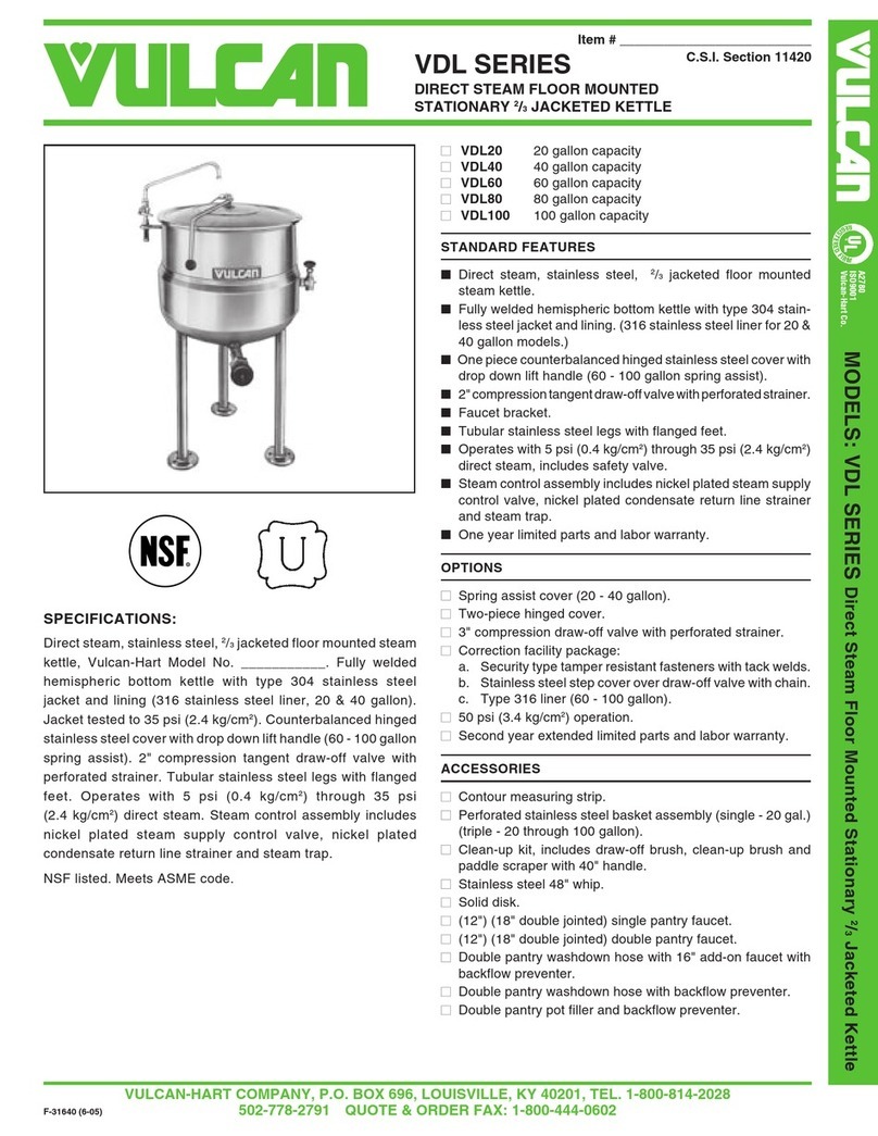 Vulcan-Hart VDL100 User manual