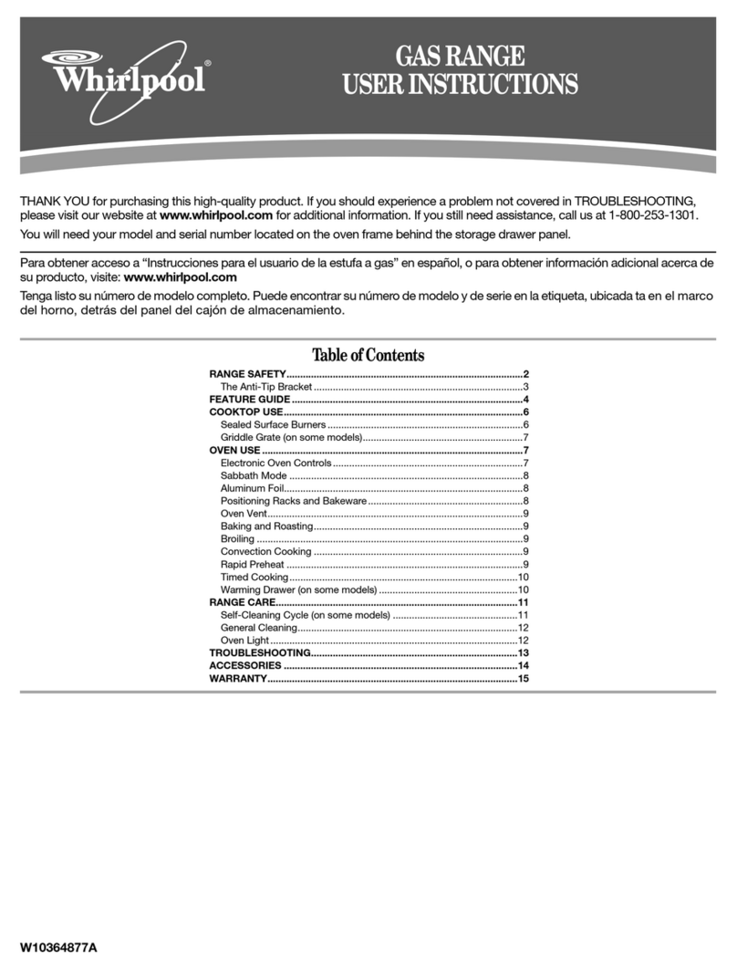 Whirlpool GFG474LVS User instructions