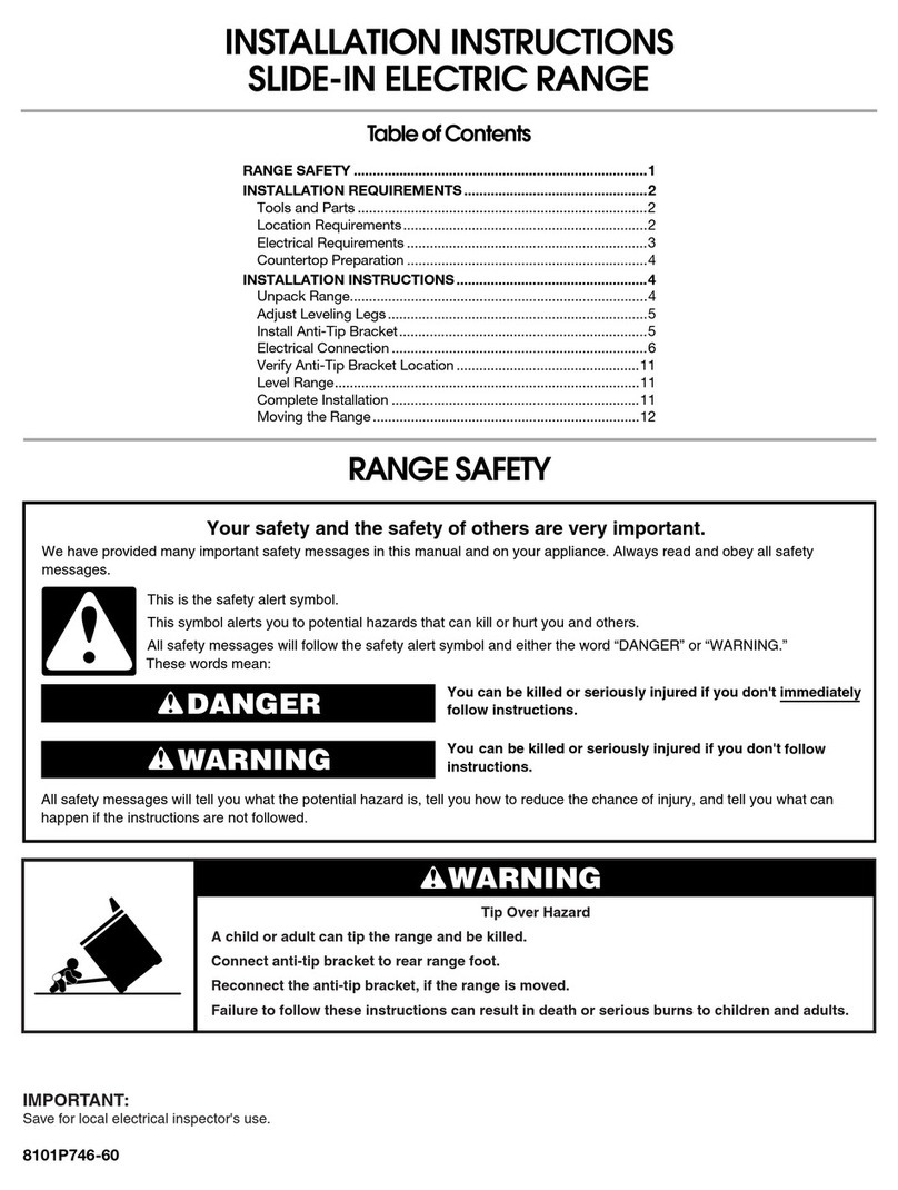 Whirlpool RY160LXT installation instructions