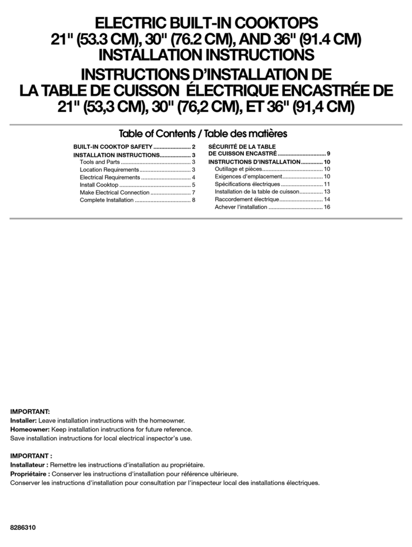 Whirlpool RCS2002RS - Electric Cooktop installation instructions Whirlpool RCS2002RS - Electric Cooktop installation instructions