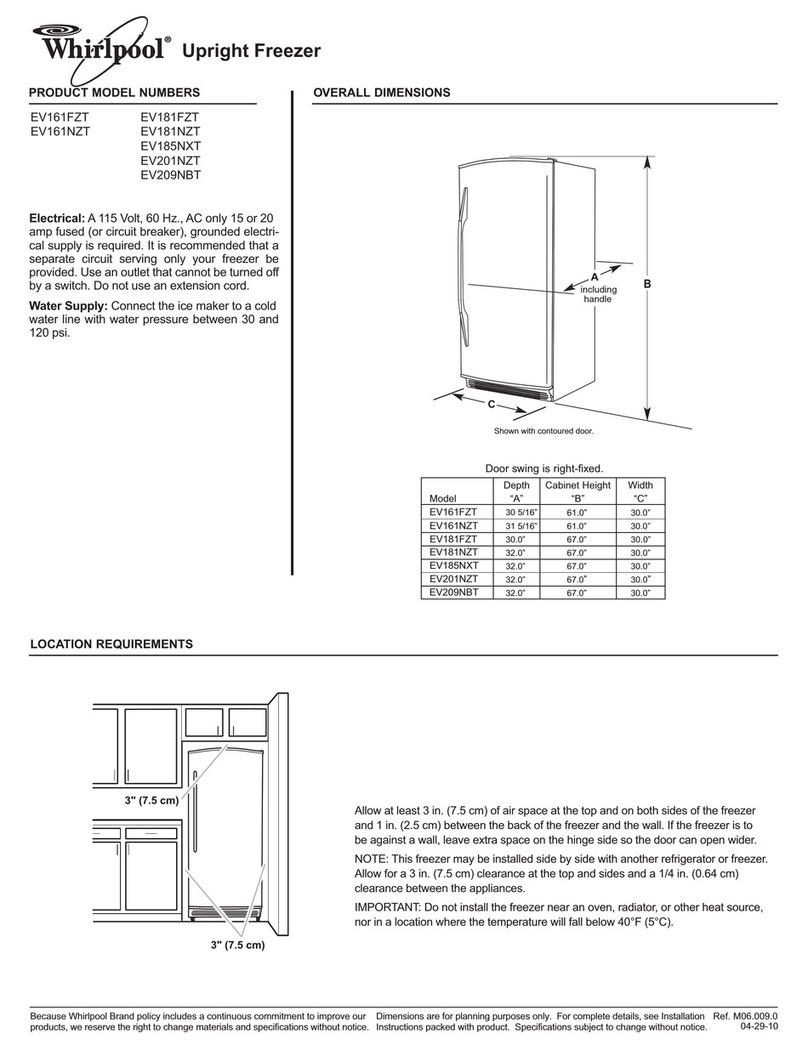 Whirlpool EV185NXTN Dimensions