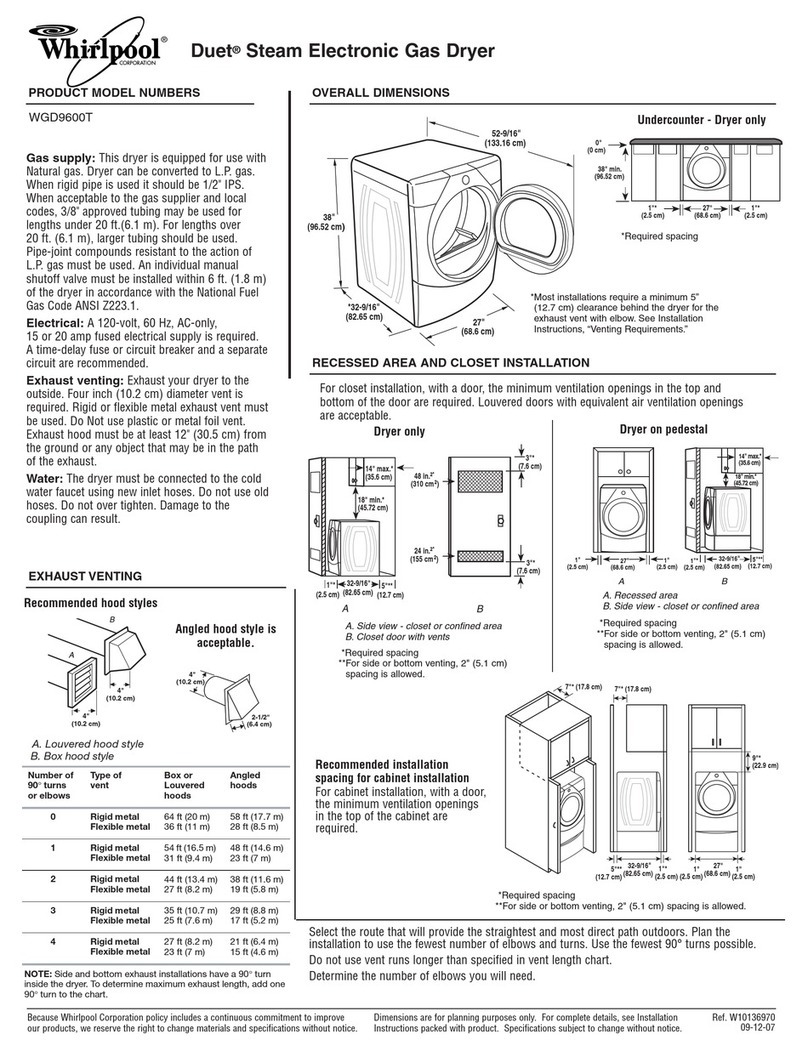 Whirlpool Duet Steam WGD9600T User guide