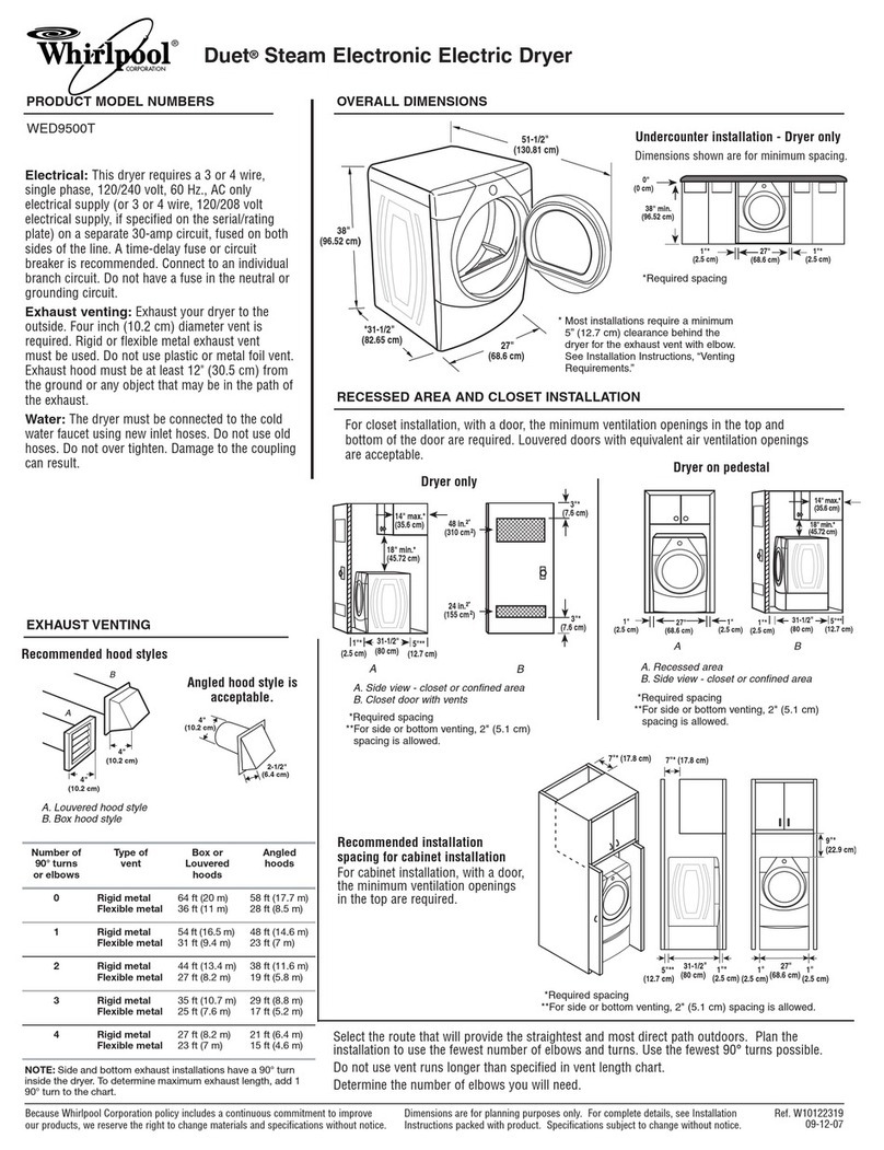 Whirlpool Duet WED9500T Installation information