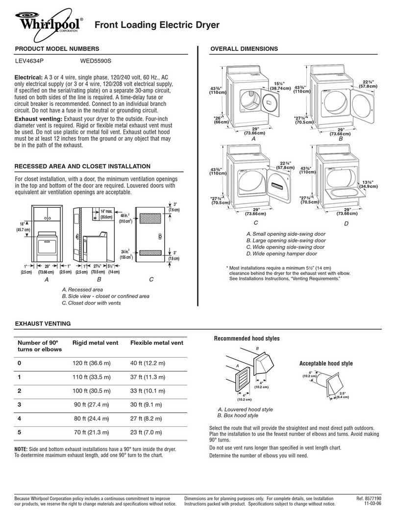 Whirlpool WED5590 User guide