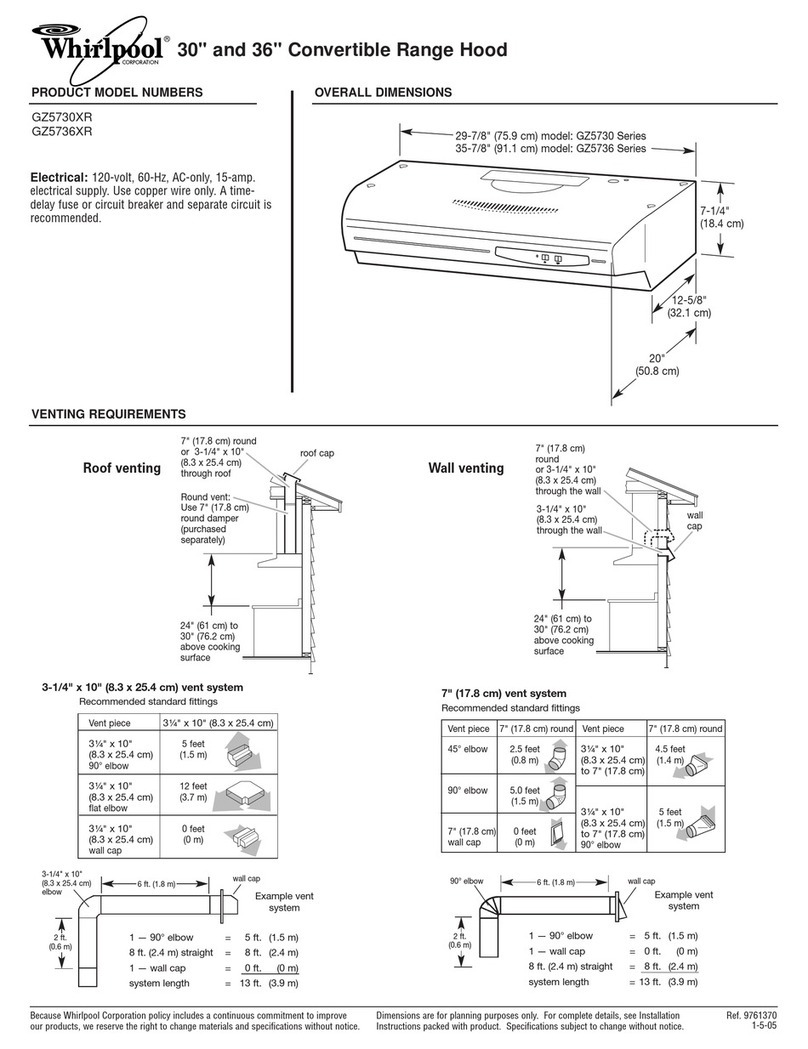 Whirlpool GZ5730XR Series Dimensions