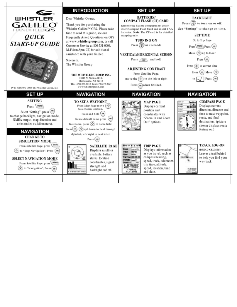 Whistler GPS100 Quick start up guide