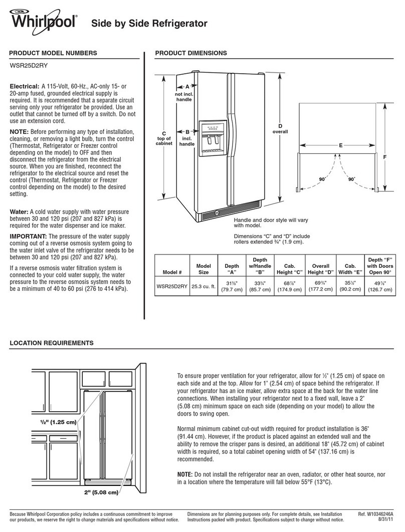 Whirlpool WSR25D2RYY Dimensions