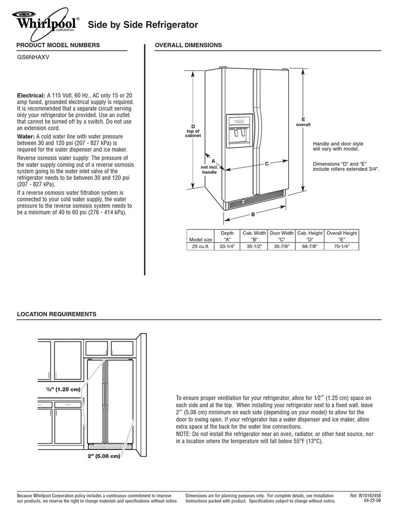 Whirlpool GS6NHAXV Dimension Guide