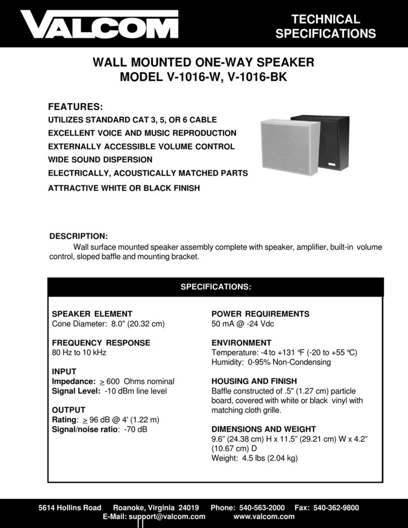 Valcom V1016 Technical specifications