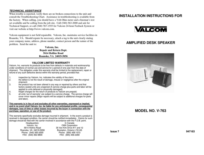 Valcom V-763 installation instructions