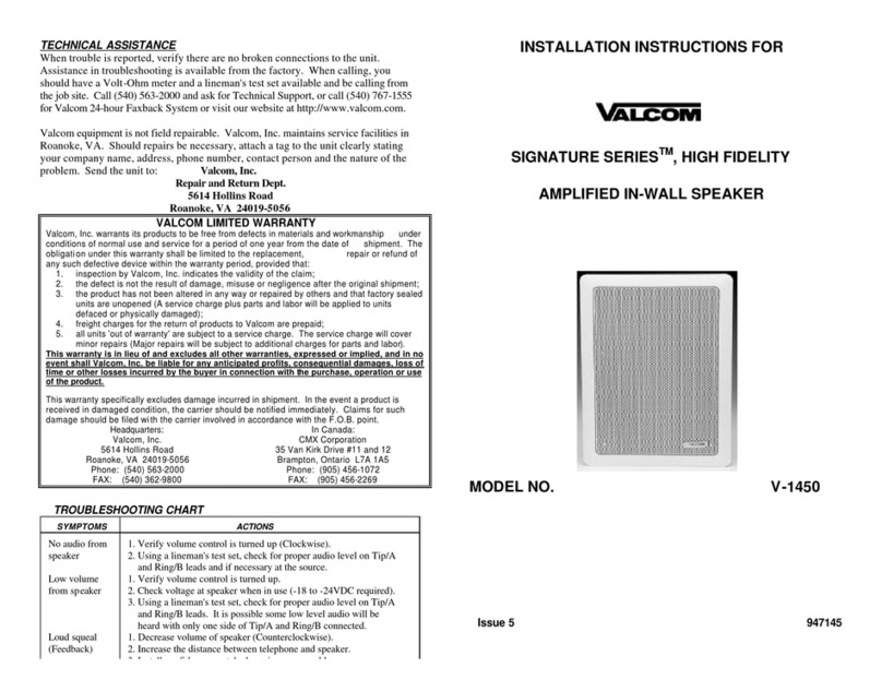 Valcom Signature V-1450 User manual
