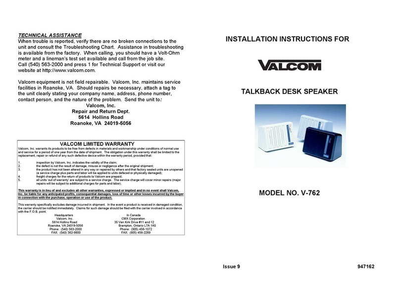 Valcom V-762 User manual
