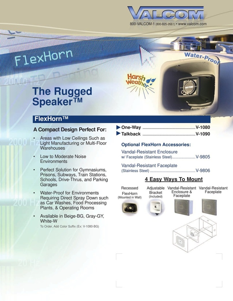 Valcom FlexHorn V-1080 User manual Valcom FlexHorn V-1080 User manual