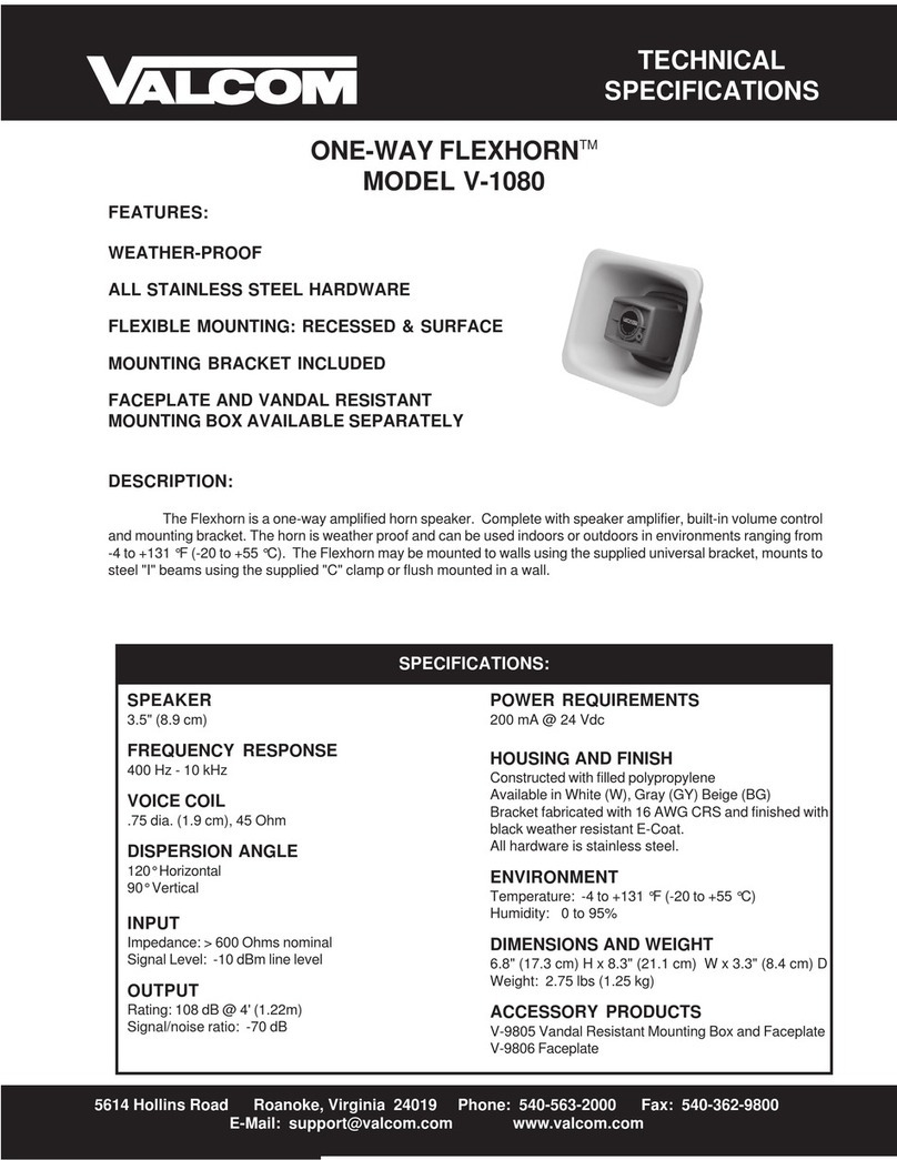 Valcom V-1080 FLEXHORN Technical specifications