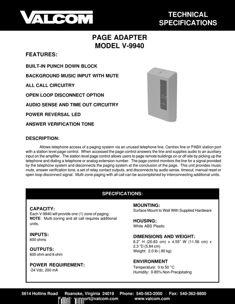 Valcom V-9940 Technical specifications