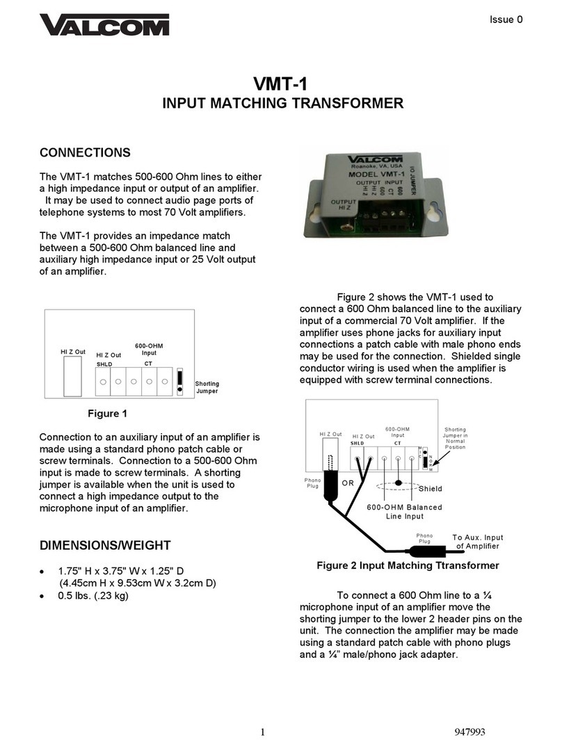 Valcom VMT-1 User manual